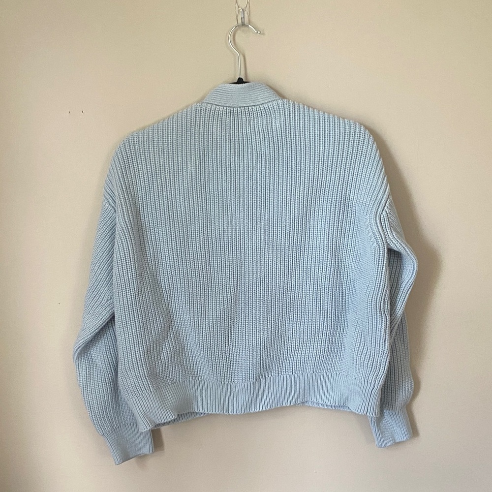 Quince Light Blue Ribbed Knit Cardigan - Picture 3 of 3